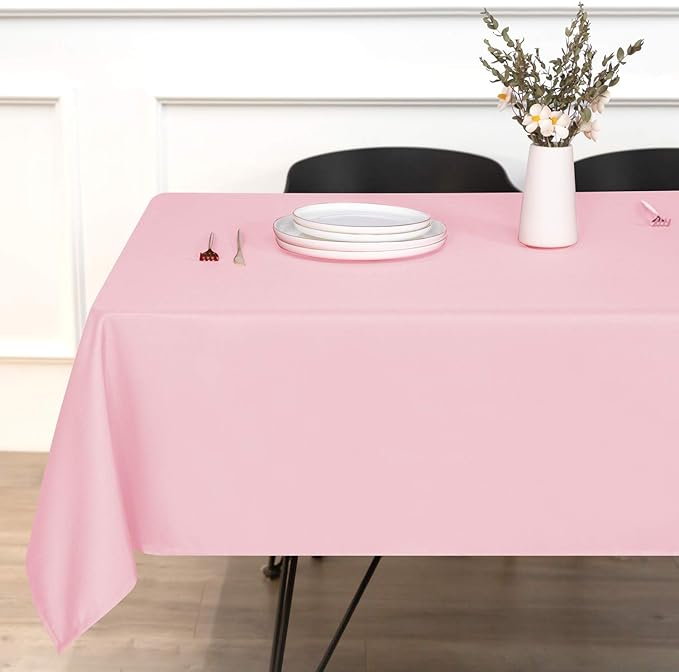 sancua Rectangle Tablecloth - 70 x 108 Inch - Stain and Wrinkle Resistant Washable Polyester Table Cloth, Decorative Fabric Table Cover for Dining Tables, Buffet Parties and Camping, Pink