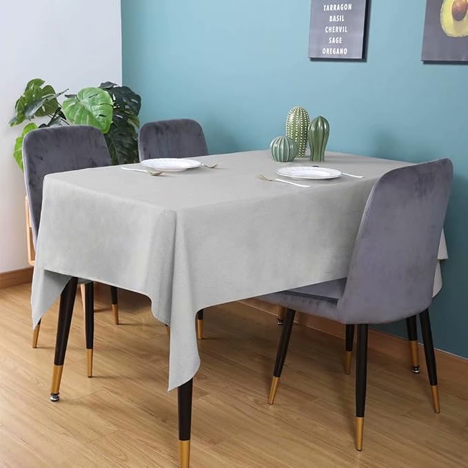 Table Cloth Rectangle Table Cover 55x95 Inches Faux Linen Wrinkle Free and Waterproof Beige Gray Rectangle Tablecloth for Kitchen Dining Party Buffet Wedding