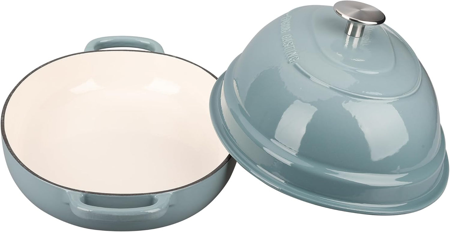 Enameled Oval Cast Iron Dutch Oven Pot with Lid, Bread Dutch Oven for Sourdough Bread Baking, 6QT, Seasalt