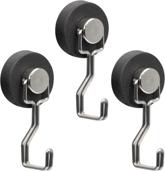 Rubber Coated Anti-Scratch Heavy Duty Magnetic Hooks, Essential for Cruise Ship Cabins & Refrigerator Hanging, Rubber Coating Anti-Corrosion, Hook Magnets for Outdoor Grill(3, Sliver)