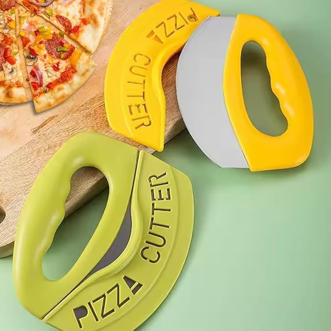 Mezzaluna Mincing Chopper Easy Grip Pizza Cutter and Salad Chopper, Quick Rocking n Chopping Meat, Herbs and Salads,Green