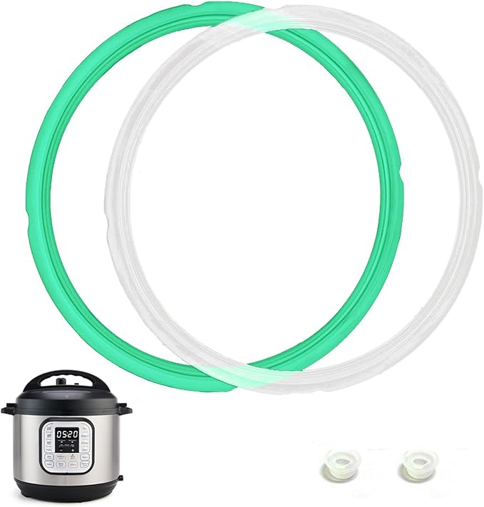 2 Pack Sealing Ring 6 Qt for Instant Pot Sealing Rings for 5/6 Qt Insta Pot, Food-grade Silicone Instantpot 5&6Qt Sealing Ring, With 2 Float Valve Caps, for Instant Pot 6 Quart, Clear and Green