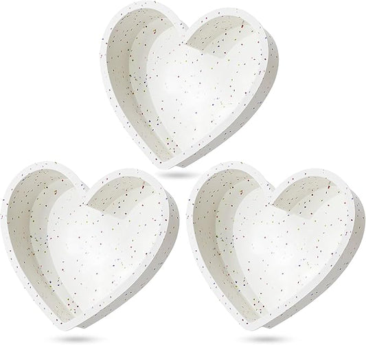8 Inch Heart Shaped Cake Pans Large Heart Cake Pan Nonstick Silicone Molds for Baking Set of 3 (Cream)