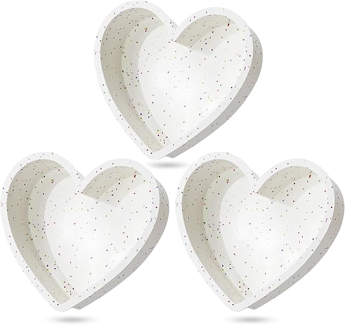 6 Inch Heart Shaped Cake Pans Small Heart Cake Pan Nonstick Silicone Molds for Baking Set of 3 (Cream)