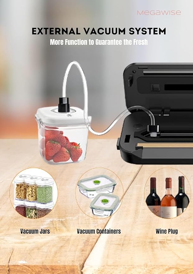 MegaWise Powerful and Compact Vacuum Sealer Machine One-Touch Automatic Food Sealer