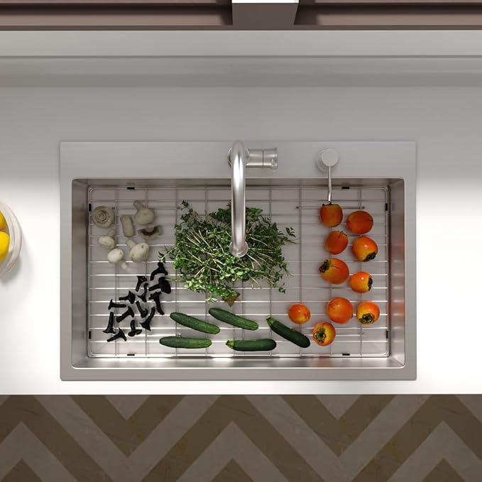 Lordear 28 Drop In Kitchen Sink 28 x 22 Kitchen Sink Single Bowl Drop In Stainless Steel 16-Gauge R10 Tight Radius Topmount Kitchen Sink