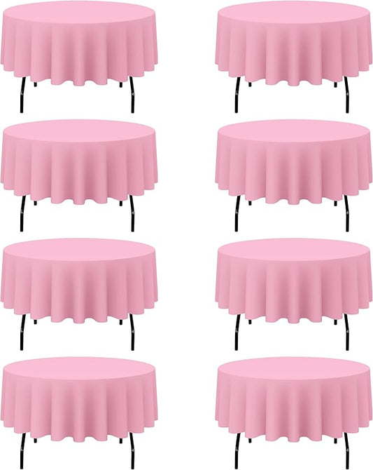 BRILLMAX 8 Pack Pink Round Tablecloths 90 Inch - Circle Bulk Linen Polyester Fabric Washable Table Cloth Cover for Wedding Reception Banquet Birthday Party Buffet Restaurant