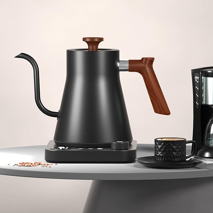 Smart Gooseneck Electric Kettle 1500W - Variable Temperature Control with LED Display, 304 Stainless Steel, 5oz Micro-Brew & 24H Keep Warm for Coffee/Tea(WHITE, EU PLUG)