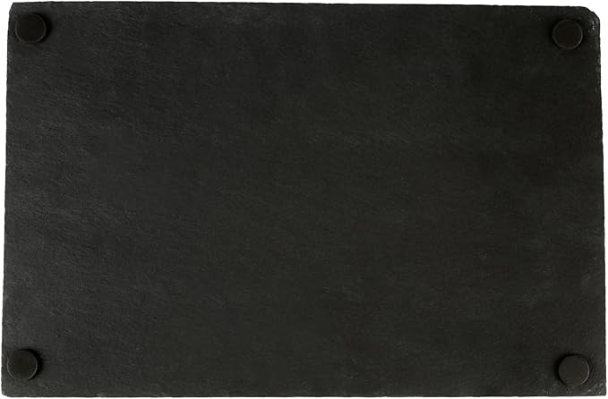 Restaurantware Slate Serving Tray 1 Pack of 11.8" x 7.8" Foam Feet Charcuterie Stone Plate Rustic Edges Freezable Black Serving Display Cheese Boards for Kitchen, Gourmet, Dining, Parties