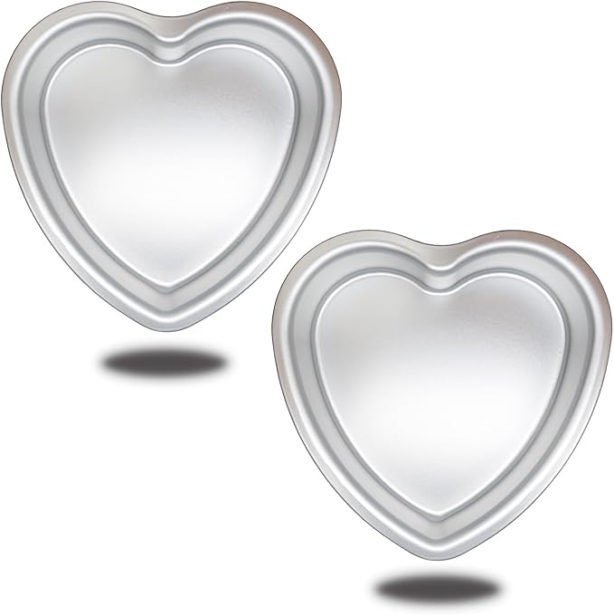Heart Shape Cake Pan, Aluminum Cake Pan, For Valentine's Day Wedding Birthday and Other Occasions (8×2 inch heart cake pan set of 2)
