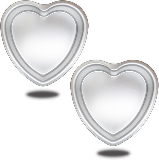 Heart Shape Cake Pan, Aluminum Cake Pan, For Valentine's Day Wedding Birthday and Other Occasions (8×2 inch heart cake pan set of 2)