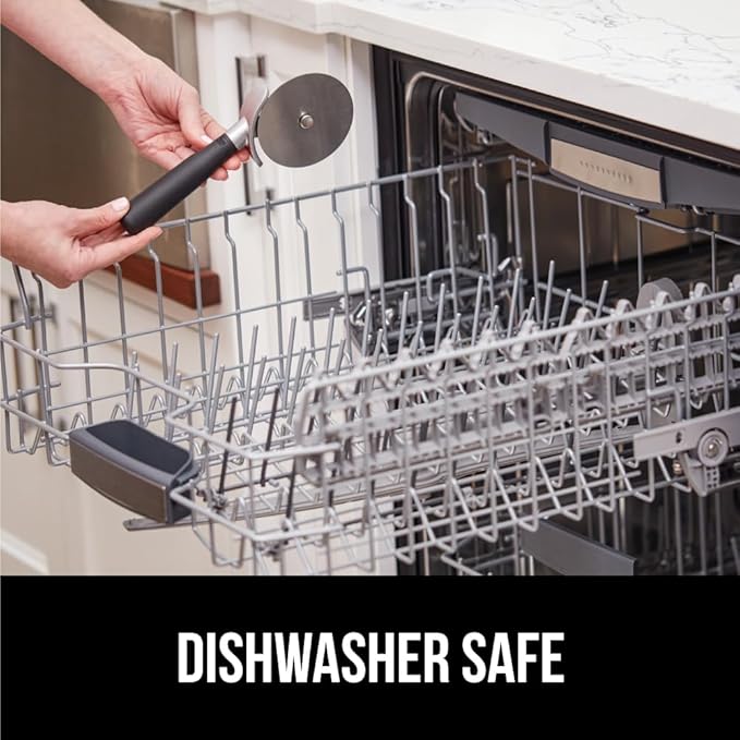 GORILLA GRIP BPA-Free Large Pizza Cutter Wheel, 9 Inch, Sharp Stainless Steel Blade, Slip Resistant Handle with Thumb Guard Protection, Slice Thick or Thin Pizzas, Pie, Pastries in Seconds, Black