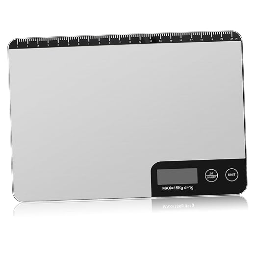 High Precision Electronic Food Scale with Tare Function Stainless Steel Kitchen Scale for Baking and Cooking Clear LCD Display Measures Grams Ounces Easy to Clean Panel Capacity