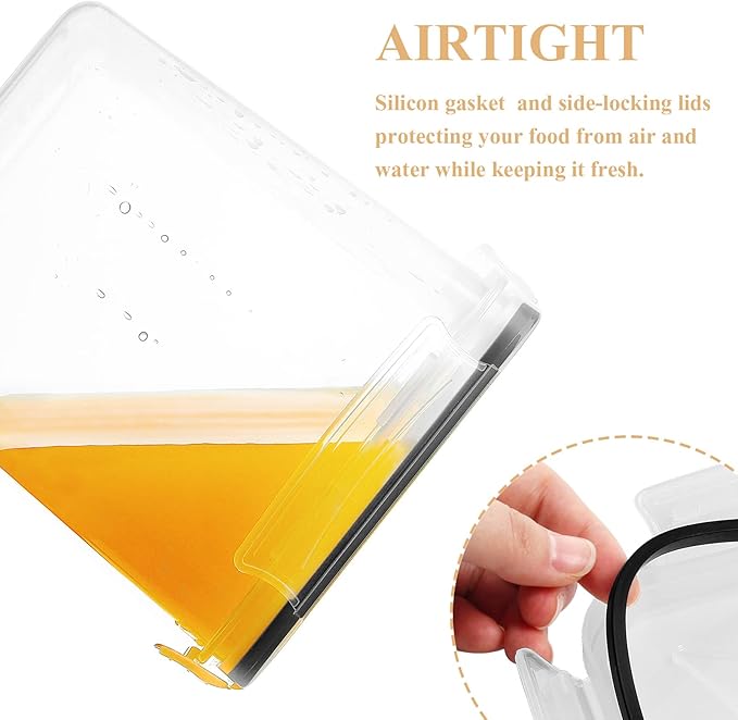 Cereal Container Food Storage Containers, Airtight Dry Food Storage Containers Set of 8 (2.5L/85oz) for Flour, Sugar, Cereal and Pantry Storage Containers with Black Locking Lids