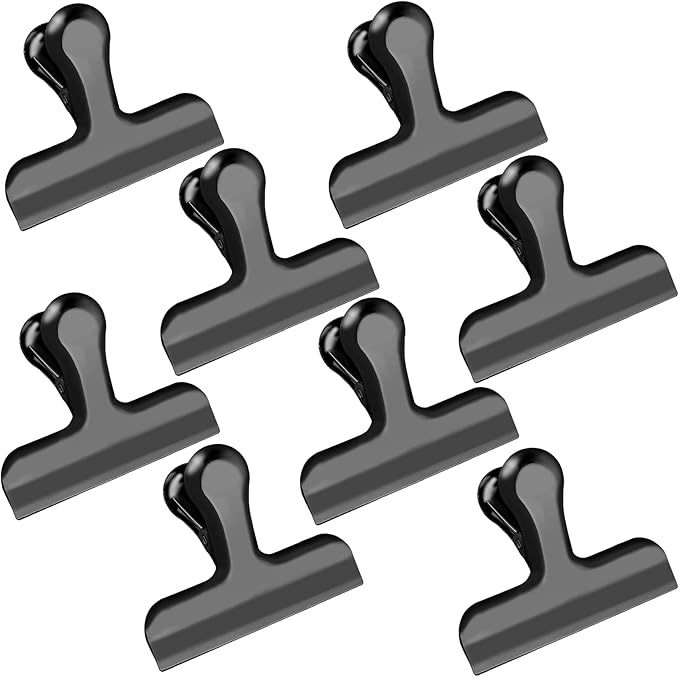 24 Pack 3 Inch Stainless Steel Black Chip Clips Bag Clips Large Clips for Food Packages,Food Clip Kitchen Clips for Snack,Home&Office Clips for Paper,Strong Metal Chip Snack Clips Heavy Duty