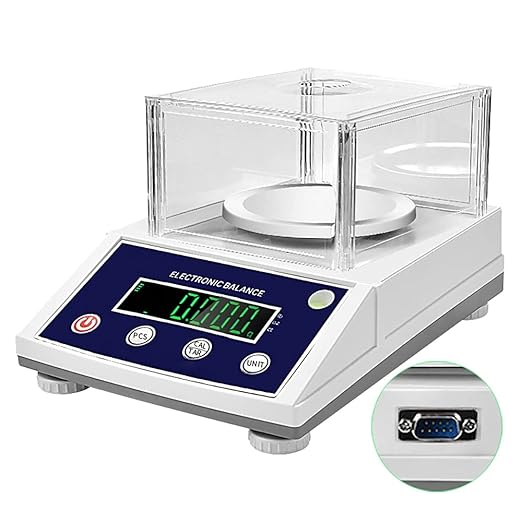 Hochice High Precision Lab Gram Counting Scale Scientific Analytical Laboratory Balance Digital Electronic Scale Jewelry Scales 1000gx0.01g Accurate with RS232 Port&Windshield