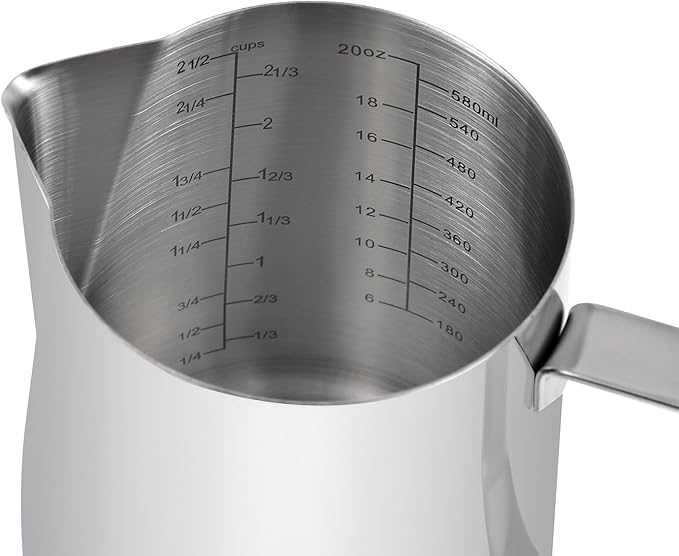 Kichwit Stainless Steel Measuring Cup, Metal Measuring Cup with Handle, 20oz / 600ml / 2.4 Cups