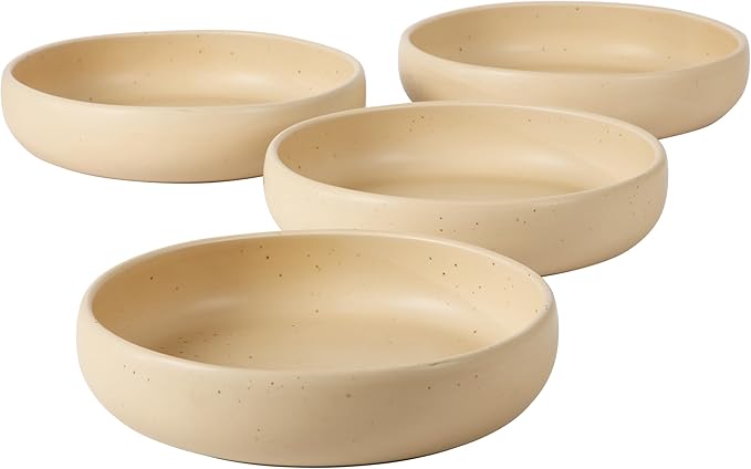 Bloomhouse - Two Time Oprah's Favorite Things Winner - Corsica Clay 4-Piece Meal and Pasta Bowl Set – Cappuccino Cream Stoneware for Dinner, Serving & Everyday Use