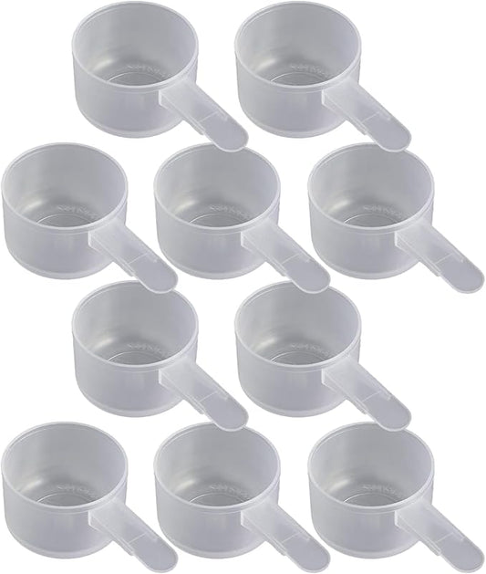 39 mL Plastic Measuring Packaging Scoop (= 39 cc/ = 8 teaspoon/ = 2.6 Tablespoon/ = 1.32 oz), Short Handle - to Measure and Dispense Spices, Granules, Powders, for Seeds Packing (10 scoops)