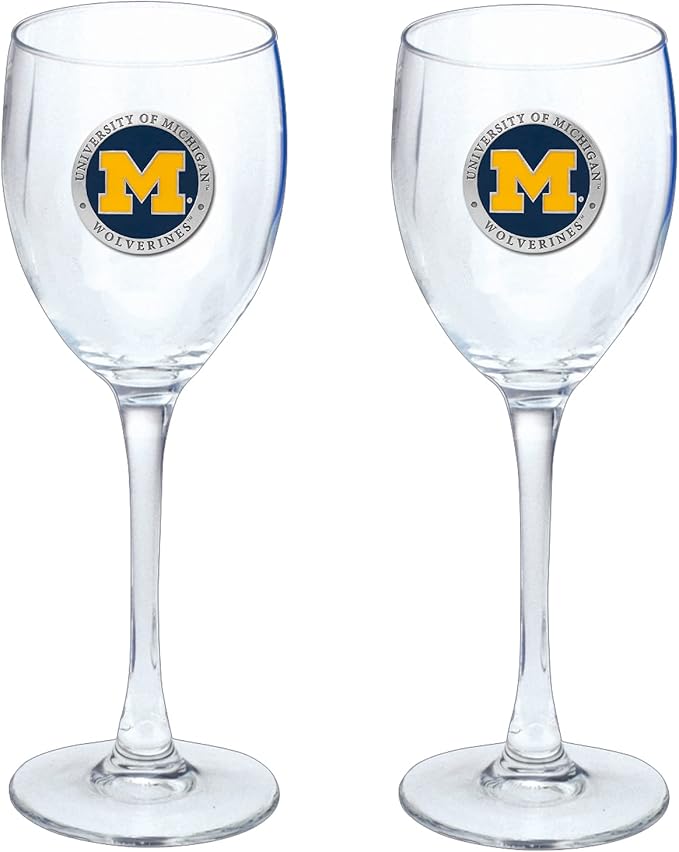 Heritage Pewter Michigan Glass Water Goblets – Set of 2 | 12 OZ Goblet Glasses | Expertly Crafted Pewter Glass