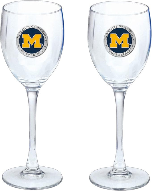 Heritage Pewter Michigan Glass Water Goblets – Set of 2 | 12 OZ Goblet Glasses | Expertly Crafted Pewter Glass