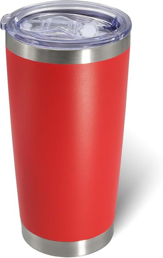 20oz Tumbler Bulk Stainless Steel Tumblers with Lid Vacuum Insulated Double Wall Travel Coffee Mug Powder Coated Tumbler Cup for Hot and Cold Drinks(Red, 1 pack)