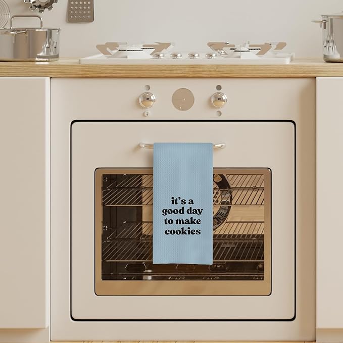 Baking Towels, Tea Towels for Baking, Gifts for Bakers Cookie Lovers Cooks, Baking Gifts for Women Bakers, It's a Good Day to Make Cookies Kitchen Towels, 16x24 （12）