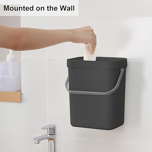 LALASTAR Mini Countertop Trash Can, Compact Waste Basket Garbage Can, Small Trash Bin with Lid for Desk/Office/Dorm, 3L/0.8 Gal, Black