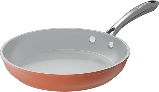 CIARRA Nonstick Ceramic Frying Pan, Non Toxic, PTFE & PFOA Free, Oven Safe & Compatible with All Stovetops, 10.2 Inches, Orange