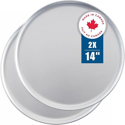 Norjac 14 Inch Pizza Pan, 2 Pack, Round Aluminum Pans, Baking Tray for Oven, Rust-Free, Durable & Long Lasting