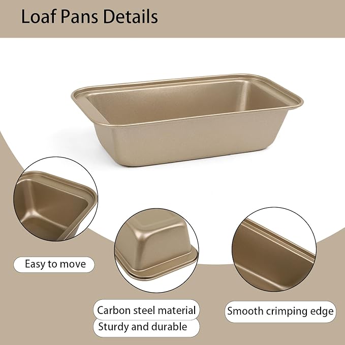 Mini Loaf Pans,12 Pack Loaf Pan for Baking Bread, Non Stick Small Banana Bread Tins 10 x 5.1 x 2.5 Inches, Carbon Steel Meatloaf Pan for Oven, Ideal for Baking Cakes, Tiny Loaf Tins, and Bread