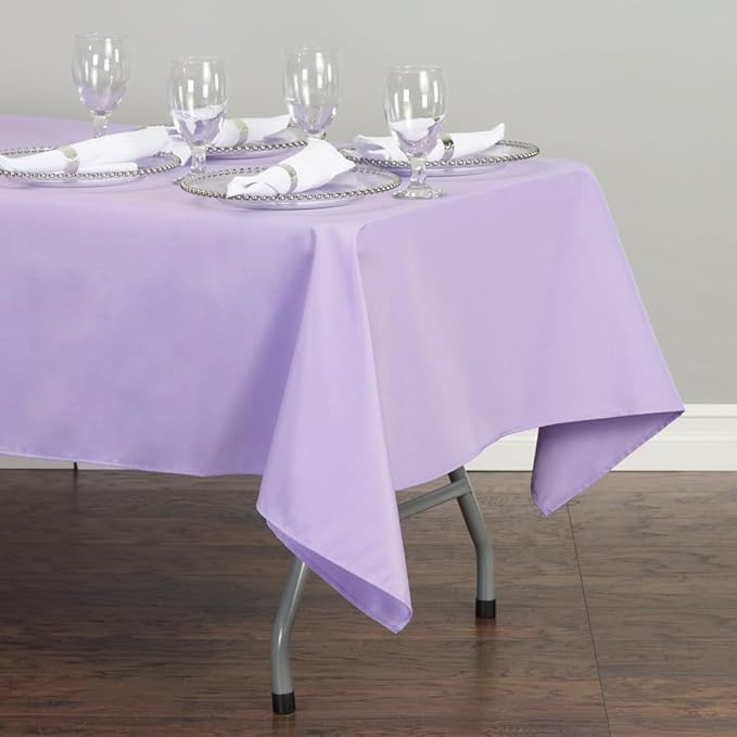LTC LINENS 5 Pack Lavender Rectangular Tablecloths 60 x 102 Inches for 6 Feet Rectangle Banquet Tables with Half-Drop - Stain and Wrinkle Resistant Polyester Cloth Table Covers for Party, Wedding
