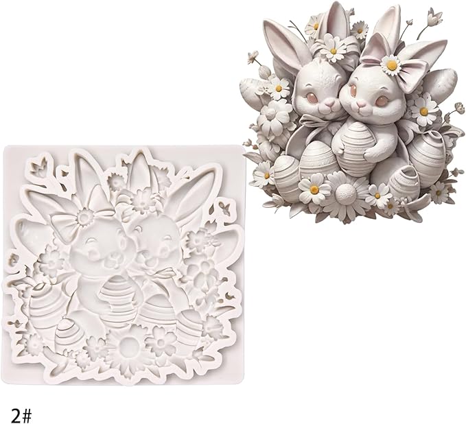 (Three-piece) Floral Easter Egg, Rabbit, Bowknot Fresh Flower Easter Egg, DIY Silicone Mold, Cake Chocolate Mold Wedding Cakeoration Tool Marshmallow Cake Mold