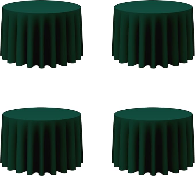BRILLMAX 4 Pack Hunter Green Round Tablecloths 108 Inch - Circle Bulk Linen Polyester Fabric Washable Table Cloth Cover for Wedding Reception Banquet Birthday Party Buffet Restaurant