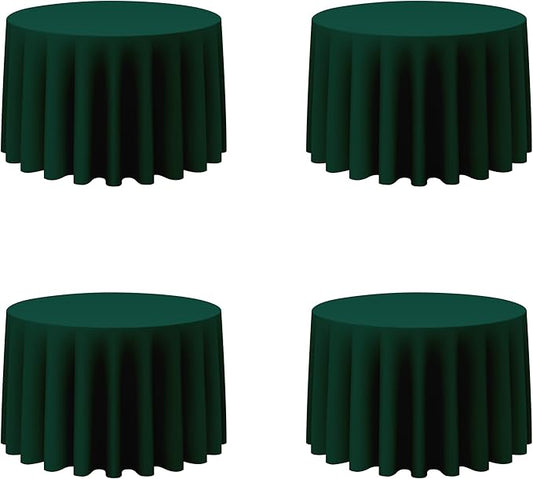 BRILLMAX 4 Pack Hunter Green Round Tablecloths 108 Inch - Circle Bulk Linen Polyester Fabric Washable Table Cloth Cover for Wedding Reception Banquet Birthday Party Buffet Restaurant