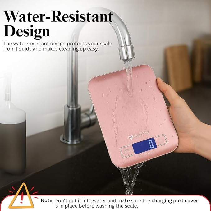 Food Scale, Digital Kitchen Scale for Cooking and Baking, Batteries Included, Weighs up to 22 pounds, Kitchen Scales Digital Weight Grams and Ounces, 304 Stainless Steel - Pink