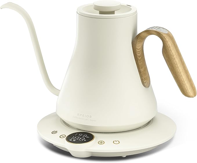 Electric Kettles, INTASTING Gooseneck Electric Kettle, ±1℉ Temperature Control, Stainless Steel Inner, Quick Heating, for Pour Over Coffee, Brew Tea, Boil Hot Water, 0.9L (Morandi White)