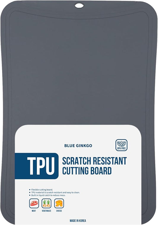 Blue Ginkgo TPU Cutting Mat [Medium] – Korean-Made Flexible, Knife-Friendly, Durable Kitchen Cutting Board (Dark Gray)