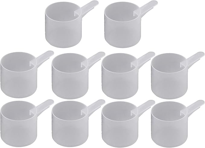 60 mL Plastic Measuring Packaging Scoop (= 60 cc/ = 4 tablespoon/ = 2 fl oz), Short Handle - to Measure and Dispense Spices, Granules, Powders, for Seeds Packing made in USA (10)