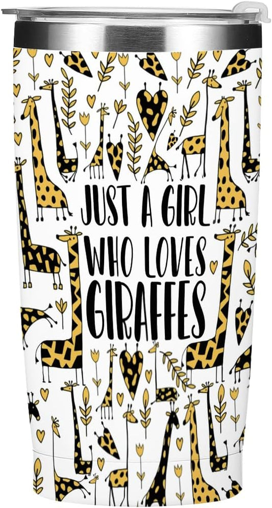 Giraffe Gifts Tumbler, Giraffe Decor 20 oz Stainless Steel Coffee Mug，Travel Cup，Insulated Cup with Lid for Car, Perfect Gifts for Women Friend Animal Lover Girl Christmas Birthday