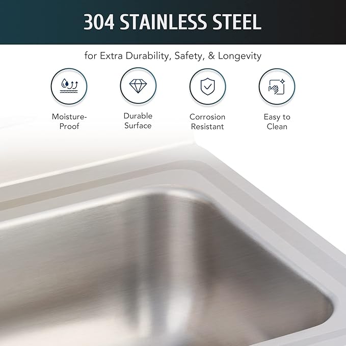 WILPREP Hand Sink Commercial Stainless Steel Sink for Washing, NSF Utility Sink with Gooseneck Faucet, Wall Mount Kitchen Sink for Restaurant Bar RV Bathroom Laundry Room (17 x 15 Inches)