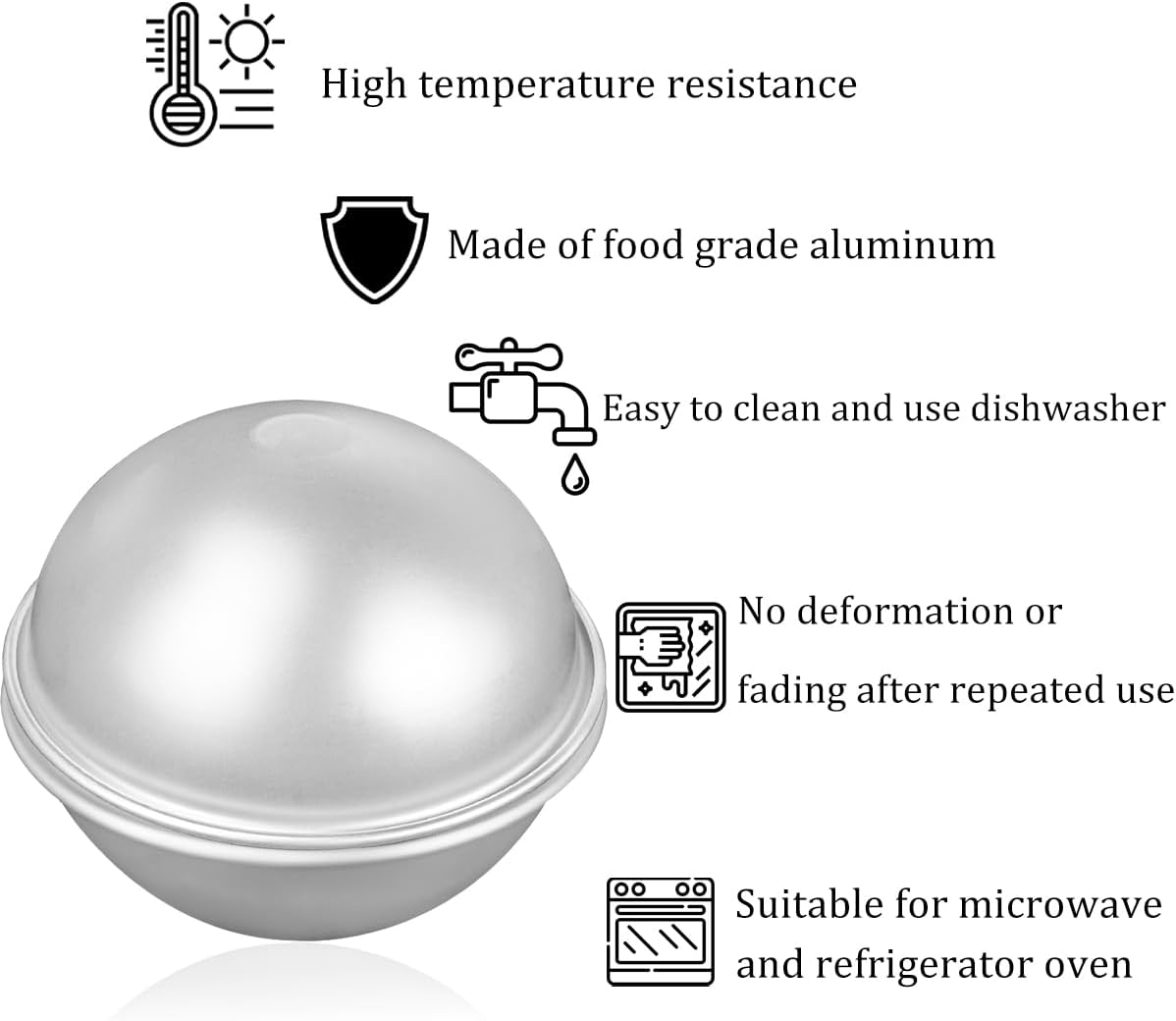 2 PCS Dome Cake Pan 8 Inch Cake Sphere Pan 3D Football Shaped Anodized Aluminum Hemisphere Pan for Birthday Wedding Anniversary DIY Bakeware Tools