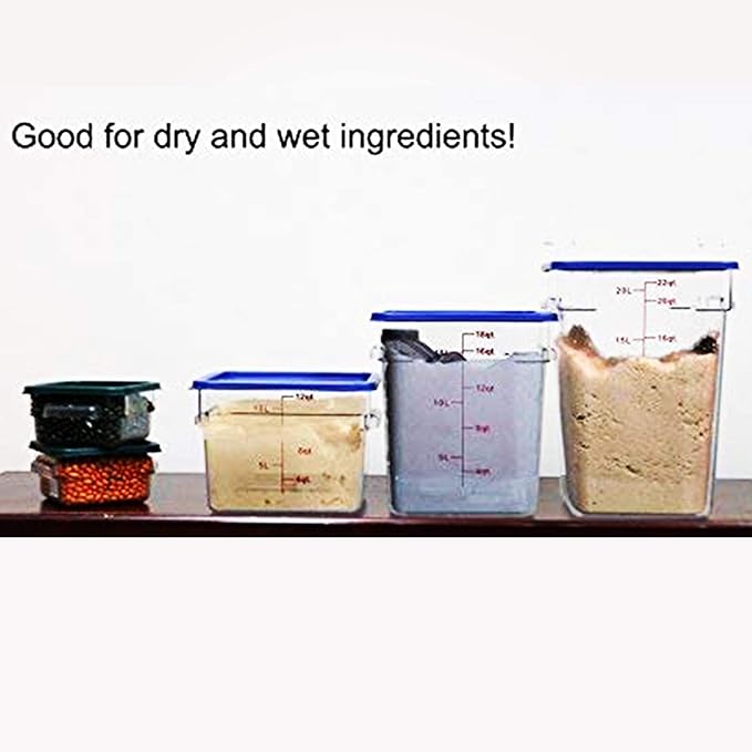 Tiger Chef 12 Quart Commercial Grade Clear Food Storage Square Polycarbonate Containers With Blue Lids 4 Pack