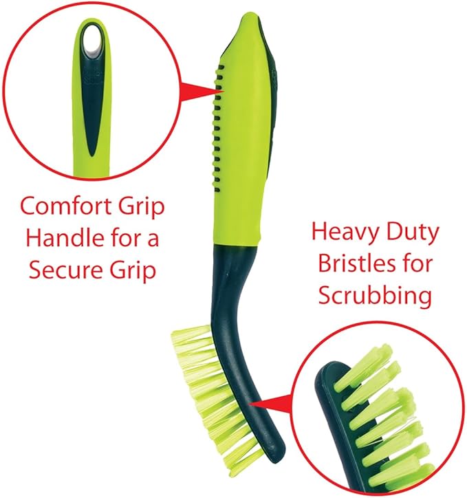 Pine-Sol Scrub Brush Set - Long Handle Cleaning Brushes with Heavy Duty Bristles and Comfort Grip - Scrubbers for Kitchen, Household, and Dishwashing, 3 Pieces