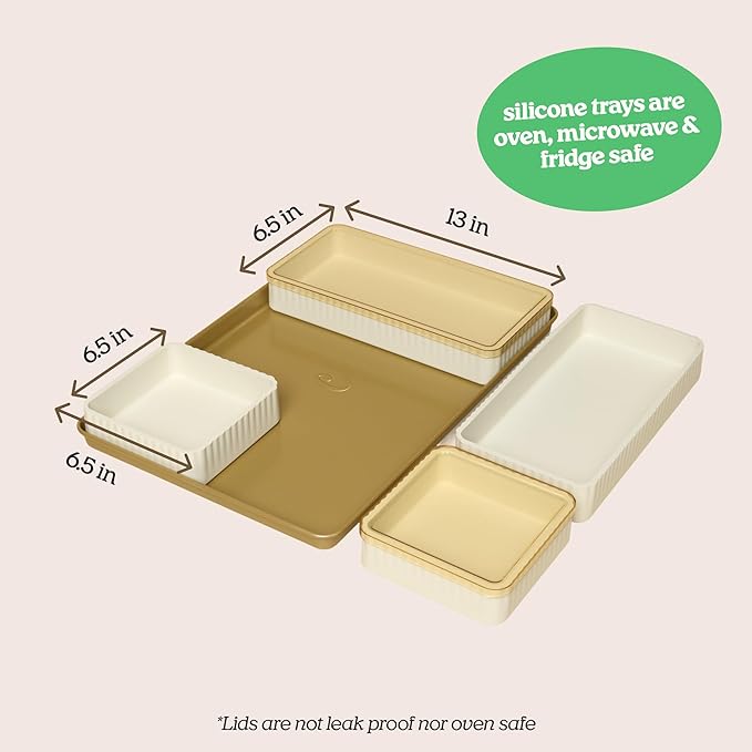 9-Piece Baking Set, Non-Stick Bakeware Set with 2 Large Silicone Trays, 2 Small Silicone Trays with 4 Lids & 1 Baking Sheet Tray, Oven-Safe Upto 450°F