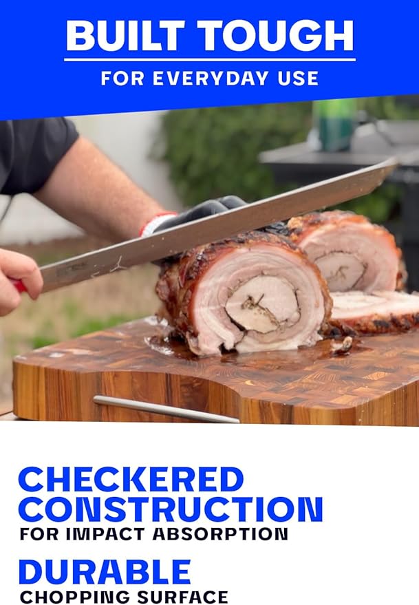 Dalstrong Massive XL Cutting Board - Lionswood End-Grain Teak - 25" x 18"-Steel Carrying Handles -Serving Board - Large Cutting Boards For Kitchen- eat Cutting Board-Two Sizes