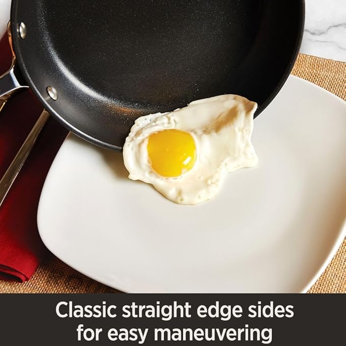 All-Clad HA1 Hard Anodized Non Stick Everyday Pan w/ Lid and Handles, 12 Inch, Induction, Oven Broiler Safe 500F, Lid Safe 350F, Deep Frying Pan, Skillet, Pots and Pans, Kitchen, Cookware, Black