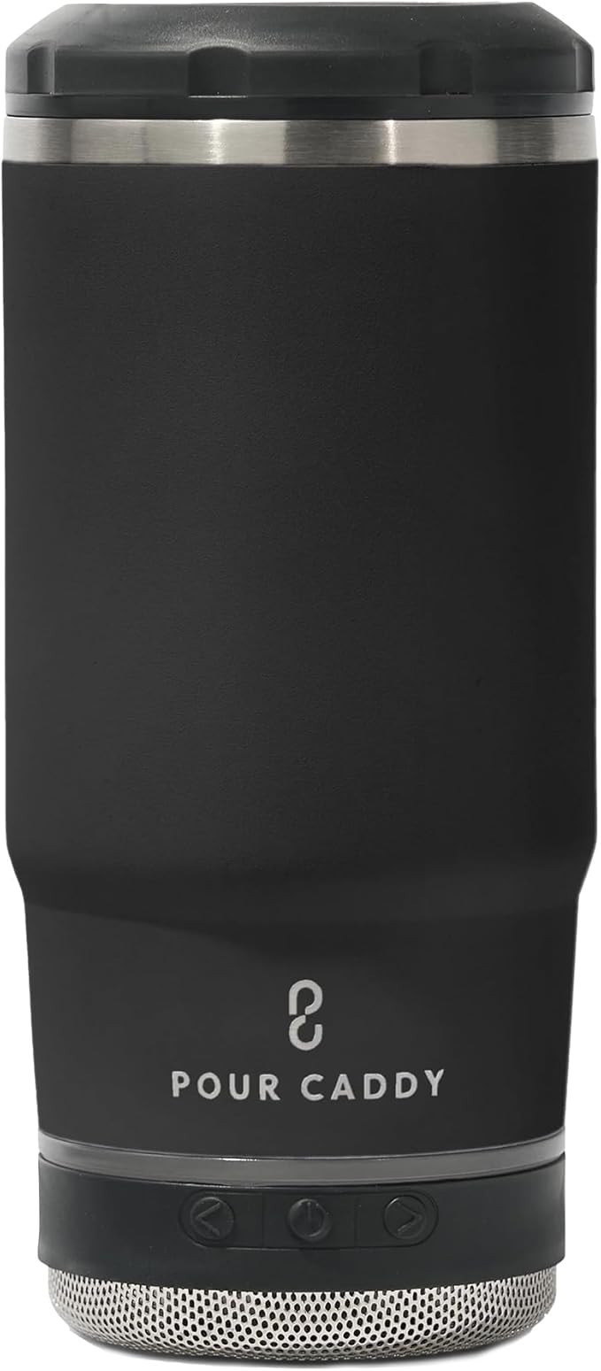 Chill & Brew, Insulated Can & Bottle Holder, Bluetooth Cup with Speaker, Fits 12 oz Cans, Skinny Cans, Most Bottles & Cold Drinks, Black