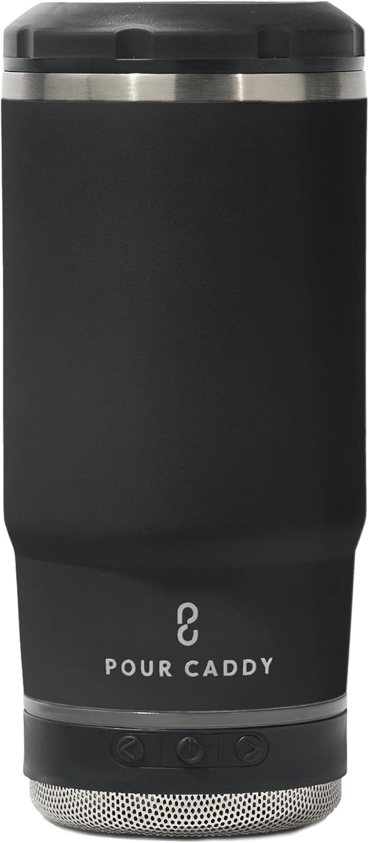 Chill & Brew, Insulated Can & Bottle Holder, Bluetooth Cup with Speaker, Fits 12 oz Cans, Skinny Cans, Most Bottles & Cold Drinks, Black