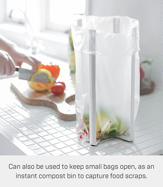 YAMAZAKI home 6784 Kitchen Multi Eco Stand-Multifunctional Plastic Bag Holder, One Size, White